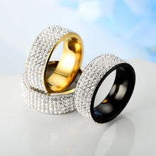Load image into Gallery viewer, 8mm Stainless Steel Titanium Ring 5 Rows Crystal Rings for Women Men Wedding bands Fashion Jewelry
