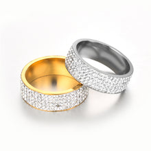 Load image into Gallery viewer, 8mm Stainless Steel Titanium Ring 5 Rows Crystal Rings for Women Men Wedding bands Fashion Jewelry
