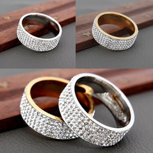 Load image into Gallery viewer, 8mm Stainless Steel Titanium Ring 5 Rows Crystal Rings for Women Men Wedding bands Fashion Jewelry
