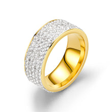 Load image into Gallery viewer, 8mm Stainless Steel Titanium Ring 5 Rows Crystal Rings for Women Men Wedding bands Fashion Jewelry
