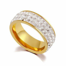 Load image into Gallery viewer, 8mm Stainless Steel Titanium Ring 5 Rows Crystal Rings for Women Men Wedding bands Fashion Jewelry
