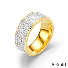 Load image into Gallery viewer, 8mm Stainless Steel Titanium Ring 5 Rows Crystal Rings for Women Men Wedding bands Fashion Jewelry
