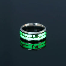 Load image into Gallery viewer, Fashion Luminous Ring Retro Stainless Steel Finger Ring 8mm Glowing In Dark Love Heart Couple Fluorescent Rings Wedding Bands Jewelry For Women Men Gift

