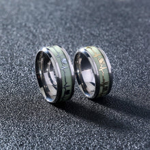Load image into Gallery viewer, Fashion Luminous Ring Retro Stainless Steel Finger Ring 8mm Glowing In Dark Love Heart Couple Fluorescent Rings Wedding Bands Jewelry For Women Men Gift
