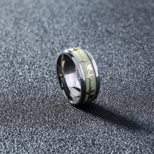 Load image into Gallery viewer, Fashion Luminous Ring Retro Stainless Steel Finger Ring 8mm Glowing In Dark Love Heart Couple Fluorescent Rings Wedding Bands Jewelry For Women Men Gift
