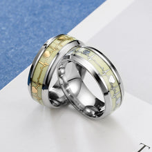 Load image into Gallery viewer, Fashion Luminous Ring Retro Stainless Steel Finger Ring 8mm Glowing In Dark Love Heart Couple Fluorescent Rings Wedding Bands Jewelry For Women Men Gift
