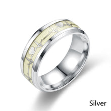 Load image into Gallery viewer, Fashion Luminous Ring Retro Stainless Steel Finger Ring 8mm Glowing In Dark Love Heart Couple Fluorescent Rings Wedding Bands Jewelry For Women Men Gift
