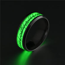 Load image into Gallery viewer, Fashion Luminous Ring Retro Stainless Steel Finger Ring 8mm Glowing In Dark Couple Fluorescent Rings Wedding Bands Jewelry For Women Men Gift

