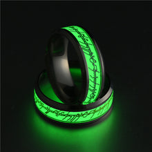Load image into Gallery viewer, Fashion Luminous Ring Retro Stainless Steel Finger Ring 8mm Glowing In Dark Couple Fluorescent Rings Wedding Bands Jewelry For Women Men Gift
