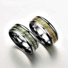 Load image into Gallery viewer, Fashion Luminous Ring Retro Stainless Steel Finger Ring 8mm Glowing In Dark Couple Fluorescent Rings Wedding Bands Jewelry For Women Men Gift
