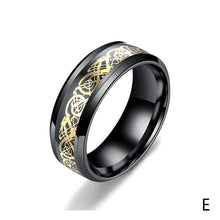 Load image into Gallery viewer, 8mm Stainless Steel Titanium Ring Celtic Dragon Rings 7 Colors Inlay Red Blue Black Carbon Fiber Ring Wedding Band Jewelry for Men Women Size 6-13
