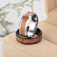 Load image into Gallery viewer, Titanium Steel Ring Wood Grain Rings Retro 8mm Stainless Steel Finger Rings Durable Vintage Jewelry for Men
