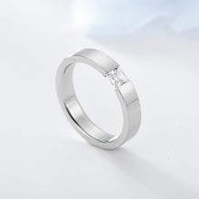 Load image into Gallery viewer, 4mm Titanium Steel Ring Couple Stainless Steel Zircon Ring Hand Jewelry Simple Design Wedding Rings for Women Men
