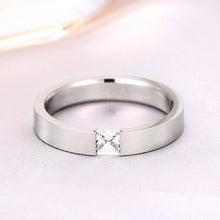 Load image into Gallery viewer, 4mm Titanium Steel Ring Couple Stainless Steel Zircon Ring Hand Jewelry Simple Design Wedding Rings for Women Men
