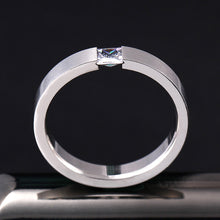Load image into Gallery viewer, 4mm Titanium Steel Ring Couple Stainless Steel Zircon Ring Hand Jewelry Simple Design Wedding Rings for Women Men
