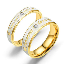 Load image into Gallery viewer, Titanium Rings Stainless Steel Ring Couple Eternity Engagement Heart and Crystal Ring Wedding Rings Forever Love for Men Women
