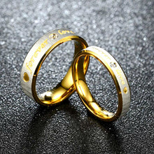 Load image into Gallery viewer, Titanium Rings Stainless Steel Ring Couple Eternity Engagement Heart and Crystal Ring Wedding Rings Forever Love for Men Women
