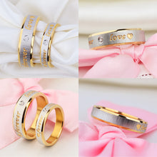 Load image into Gallery viewer, Titanium Rings Stainless Steel Ring Couple Eternity Engagement Heart and Crystal Ring Wedding Rings Forever Love for Men Women
