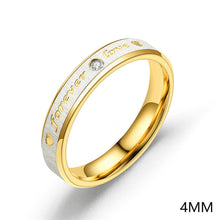 Load image into Gallery viewer, Titanium Rings Stainless Steel Ring Couple Eternity Engagement Heart and Crystal Ring Wedding Rings Forever Love for Men Women
