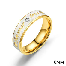 Load image into Gallery viewer, Titanium Rings Stainless Steel Ring Couple Eternity Engagement Heart and Crystal Ring Wedding Rings Forever Love for Men Women
