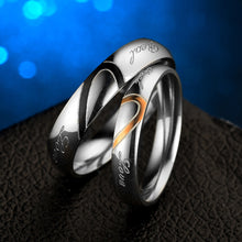 Load image into Gallery viewer, Stainless Steel Couple Rings Titanium Half Peach Heart-shaped Rose Gold Black Color Wedding Promise Ring For Lovers Women Men Engagement Jewelry
