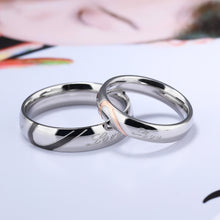 Load image into Gallery viewer, Stainless Steel Couple Rings Titanium Half Peach Heart-shaped Rose Gold Black Color Wedding Promise Ring For Lovers Women Men Engagement Jewelry
