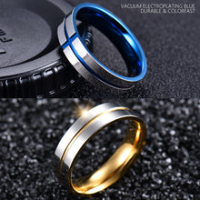 Load image into Gallery viewer, Titanium Steel Cross Rings Stainless Steel Solid Ring Blue Gold Ring Simple Design for Wedding Men Women Gift
