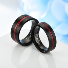 Load image into Gallery viewer, Fashion Simple Design Classic Titanium Steel Stainless Steel Couples Black Circle Red Line Wedding Band Ring Casual Party Jewelry Gift
