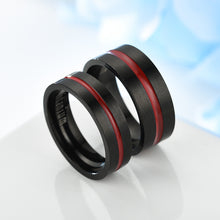 Load image into Gallery viewer, Fashion Simple Design Classic Titanium Steel Stainless Steel Couples Black Circle Red Line Wedding Band Ring Casual Party Jewelry Gift
