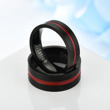 Load image into Gallery viewer, Fashion Simple Design Classic Titanium Steel Stainless Steel Couples Black Circle Red Line Wedding Band Ring Casual Party Jewelry Gift

