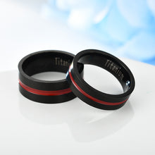 Load image into Gallery viewer, Fashion Simple Design Classic Titanium Steel Stainless Steel Couples Black Circle Red Line Wedding Band Ring Casual Party Jewelry Gift
