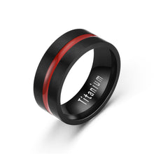 Load image into Gallery viewer, Fashion Simple Design Classic Titanium Steel Stainless Steel Couples Black Circle Red Line Wedding Band Ring Casual Party Jewelry Gift
