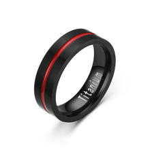 Load image into Gallery viewer, Fashion Simple Design Classic Titanium Steel Stainless Steel Couples Black Circle Red Line Wedding Band Ring Casual Party Jewelry Gift
