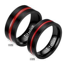 Load image into Gallery viewer, Fashion Simple Design Classic Titanium Steel Stainless Steel Couples Black Circle Red Line Wedding Band Ring Casual Party Jewelry Gift
