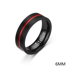Load image into Gallery viewer, Fashion Simple Design Classic Titanium Steel Stainless Steel Couples Black Circle Red Line Wedding Band Ring Casual Party Jewelry Gift
