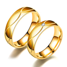 Load image into Gallery viewer, Luxsury Gold Plated Titanium Steel Wedding Engagement Band Ring Women's Men's Jewelry Gift
