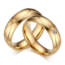 Load image into Gallery viewer, Luxsury Gold Plated Titanium Steel Wedding Engagement Band Ring Women's Men's Jewelry Gift
