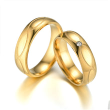 Load image into Gallery viewer, Luxsury Gold Plated Titanium Steel Wedding Engagement Band Ring Women's Men's Jewelry Gift
