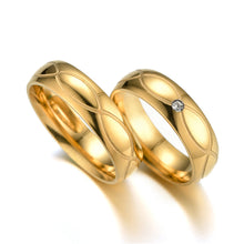 Load image into Gallery viewer, Luxsury Gold Plated Titanium Steel Wedding Engagement Band Ring Women's Men's Jewelry Gift
