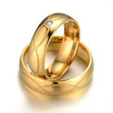 Load image into Gallery viewer, Luxsury Gold Plated Titanium Steel Wedding Engagement Band Ring Women's Men's Jewelry Gift

