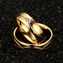 Load image into Gallery viewer, Luxsury Gold Plated Titanium Steel Wedding Engagement Band Ring Women's Men's Jewelry Gift
