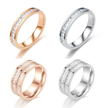 Load image into Gallery viewer, Men Women Couple Rhinestone Titanium Steel Ring Romantic Gift Wedding Engagement Band Ring Women's Men's Jewelry Gift
