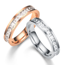 Load image into Gallery viewer, Men Women Couple Rhinestone Titanium Steel Ring Romantic Gift Wedding Engagement Band Ring Women's Men's Jewelry Gift

