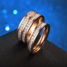 Load image into Gallery viewer, Men Women Couple Rhinestone Titanium Steel Ring Romantic Gift Wedding Engagement Band Ring Women's Men's Jewelry Gift
