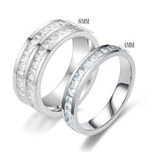 Load image into Gallery viewer, Men Women Couple Rhinestone Titanium Steel Ring Romantic Gift Wedding Engagement Band Ring Women's Men's Jewelry Gift
