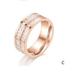 Load image into Gallery viewer, Men Women Couple Rhinestone Titanium Steel Ring Romantic Gift Wedding Engagement Band Ring Women's Men's Jewelry Gift
