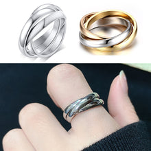 Load image into Gallery viewer, Luxsury Three Ring Ring Titanium Steel Wedding Engagement Band Ring Women's Men's Jewelry Gift
