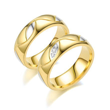 Load image into Gallery viewer, Luxsury Gold Plated Titanium Steel Wedding Engagement Band Ring Women's Men's Jewelry Gift
