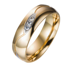 Load image into Gallery viewer, Luxsury Gold Plated Titanium Steel Wedding Engagement Band Ring Women's Men's Jewelry Gift
