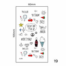 Load image into Gallery viewer, Multicolor Small Fresh Tattoo Stickers Harajuku Style Tattoo Stickers Waterproof Long Lasting Body Art Tattoo Stickers
